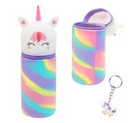 Kawaii Pencil Case Girls 2-in-1 Cartoon Silicone Pencil Case with 1 Cute Pendant Multifunctional Waterproof Pencil Case Animal Pen Holder Pens Pencil Case for Children School Supplies