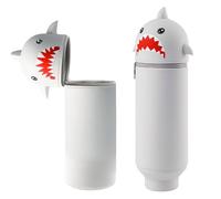 Kawaii Pencil Case Soft Silicone Pencil Case Standing Pencil Case Silicone Pencil Case 2 in 1 Grey Shark Cute Pencil Case Kawaii Pencil for Boys and Girls (Grey)