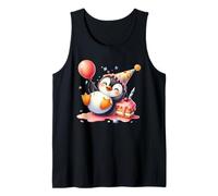 Kawaii Penguin Celebration Cake Balloon Design Tank Top