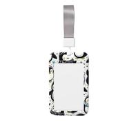 Kawaii-Penguins-Snowflake Abs Vertical Id Badge Holder, Name Badge with Clear Scanning Film