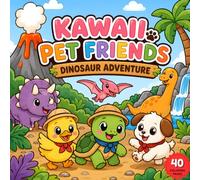Kawaii Pet Friends Dinosaur Adventure: Cute Animal Coloring Book with Dino Scenery, Activity Pages for Kids and Preschoolers, Square Size 8.5x8.5 Inches
