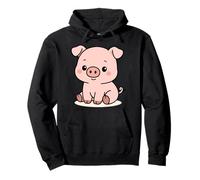 Kawaii Pig Cartoon - Cute Farm Animal Design Pullover Hoodie