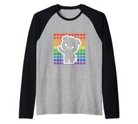 Kawaii Pig Peace Sign Rainbow Dots Cute Animal Raglan Baseball Tee
