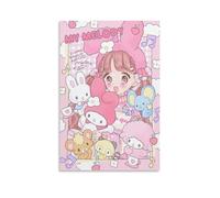 Kawaii Pink Girl My Cute Melody Anime Posters For Wall Decor Canvas Wall Art For Living Room Decor 12x18inch(30x45cm)