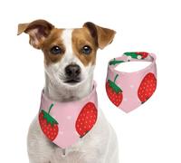 Kawaii Pink Strawberry Print,Dog Bandanas Cotton Pet Scarf Adjustable Bibs for Pet,L