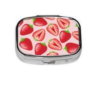 Kawaii Pink Strawberry Print,Meta Pill Box 2 Compartment Medicine Case,Portable Organizer