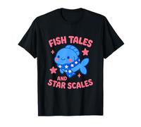 Kawaii Pisces Fish Tales and Star Scales Zodiac Design T-Shirt