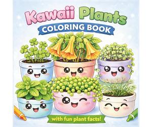 Kawaii Plants Coloring Book With Fun Plant Facts: Adorable, Easy to Color Pages with Beginner Level Education on Each Page