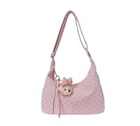Kawaii Polka Dot Top Handle Bag PU Leather with Pendant for Women | Crossbody Tote Bag Adjustable Strap Messenger Style Commute Shopping Daily Use Stylish Look