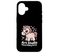 Kawaii Pony Art Studio Meets Riding Arena Horse Case for iPhone 16