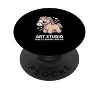 Kawaii Pony Art Studio Meets Riding Arena Horse PopSockets Adhesive PopGrip
