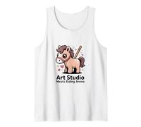 Kawaii Pony Art Studio Meets Riding Arena Horse Tank Top