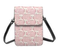Kawaii Poodle Dog Print Small Crossbody Bags for Women, Small Purses Leather Cell Phone Cross Body Bag