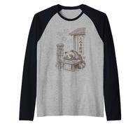Kawaii Post Office Tanuki Sleepy Racoon Dog Cozy Harajuku Raglan Baseball Tee