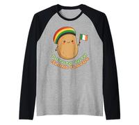 Kawaii Potato Jamaican Rasta Hat Irish Flag Island Flavor Raglan Baseball Tee