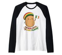 Kawaii Potato Jamaican Rasta Hat Irish Flag Island Flavor Raglan Baseball Tee