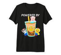 Kawaii Powered By Bubble Tea Boba Milk Tea Tapioca Pearls Premium T-Shirt