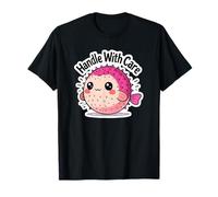 Kawaii Pufferfish Ocean Art Handle with Care Sea Life Design T-Shirt