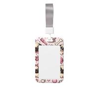 Kawaii-Pug-Dog Abs Vertical Id Badge Holder, Name Badge with Clear Scanning Film