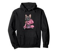 Kawaii Puppy On Pink Moped French Bulldog Rider Pullover Hoodie