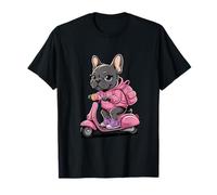 Kawaii Puppy On Pink Moped French Bulldog Rider T-Shirt