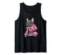 Kawaii Puppy On Pink Moped French Bulldog Rider Tank Top