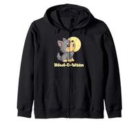 Kawaii Puppy Wolf Howling Moon Chibi Spooky Halloween Zip Hoodie