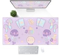 Kawaii Purple Desk Mat,Cute Witchy Elements Mouse Pad, Desk Pad Mystical Goth,XXL Gamig Desktop Mat,Extended Keyboard Mousepad Large for Computer Laptop,Girl Gamer Desk Decor 31.5''x15.7''