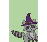 Kawaii Raccoon Witch Notebook: Cute Pastel Green Journal with Adorable Halloween Woodland Vibes