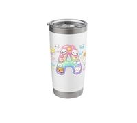 Kawaii Rainbow Bear Letter A Pastel Animal Alphabet Initial Stainless Steel Insulated Tumbler