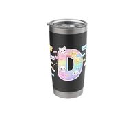 Kawaii Rainbow Bear Letter D Pastel Animal Alphabet Initial Stainless Steel Insulated Tumbler
