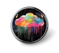 Kawaii Rainbow Clouds Colorful Round Brooch Pin Badge Lapel Tie Pin for Women Men Office Worker Teacher Decor