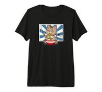 Kawaii Ramen Brown Tabby Cat Lover Premium T-Shirt