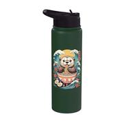 Kawaii Ramen Otter in Bowl with Ocean Waves Stainless Steel Insulated Water Bottle