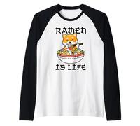 Kawaii Ramen Shiba Inu Dog Anime Japanese Noodles Raglan Baseball Tee