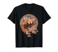 Kawaii Red Panda Cherry Blossom Illustration T-Shirt