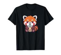 Kawaii Red Panda Drinking Bubble Tea T-Shirt