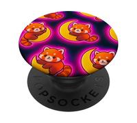 Kawaii Red Panda Hugging Crescent Moon Pattern PopSockets Adhesive PopGrip