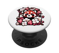 Kawaii Red Panda Japanese Cherry Blossoms Sakura Flower Art PopSockets Adhesive PopGrip