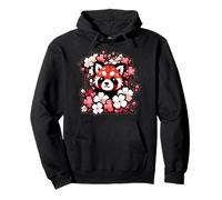 Kawaii Red Panda Japanese Cherry Blossoms Sakura Flower Art Pullover Hoodie