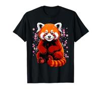 Kawaii Red Panda Japanese Cherry Blossoms Sakura Flower Art T-Shirt