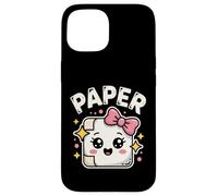 Kawaii Rock Paper Scissors PAPER Cute Bow Face Case for iPhone 15
