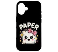 Kawaii Rock Paper Scissors PAPER Cute Bow Face Case for iPhone 16
