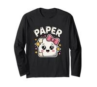 Kawaii Rock Paper Scissors Paper Cute Bow Face Long Sleeve T-Shirt