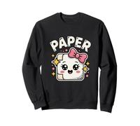 Kawaii Rock Paper Scissors PAPER Cute Bow Face Sweatshirt