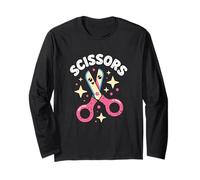Kawaii Rock Scissors Scissors Scissors Cute Bow Face Long Sleeve T-Shirt