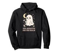 Kawaii Sad Ghost Cute Creepy Moon Aesthetic Pullover Hoodie