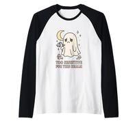 Kawaii Sad Ghost Cute Creepy Moon Aesthetic Raglan Baseball Tee