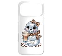 Kawaii Seal With Latte Cup Cute Coffee Lover Case for iPhone 17 Pro Max