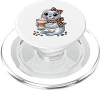Kawaii Seal With Latte Cup Cute Coffee Lover PopSockets PopGrip for MagSafe